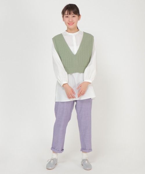 LBC パンツ コットンシャンブレーテーパードパンツ レディース 