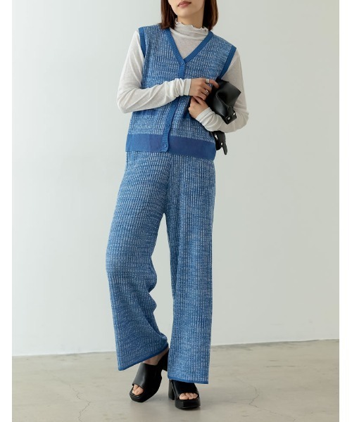 Re:EDIT パンツ 「洗濯機で洗える」リネンタッチミックスカラーサマー