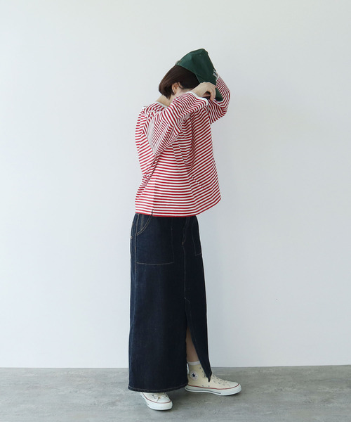 tシャツ ボーダー配色バインダー BIGカットソー レディース PAR ICI tシャツ ボーダー配色バインダー BIGカットソー