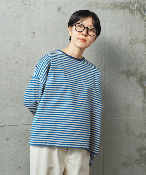 PAR ICI tシャツ ボーダー配色バインダー BIGカットソー