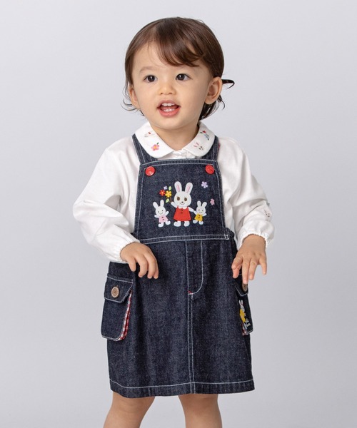 美品　ミキハウス　デニムジャンパースカート　110 MIKI HOUSE ジャンパースカート うさこデニムジャンパースカート