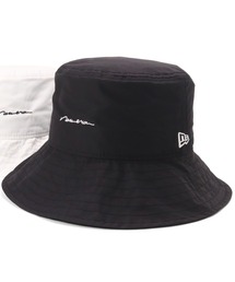 完売【ニューエラ】ラフ テキスト 筆記体ロゴ ハット モノトーン 黒ブラック×白 NEW ERA 帽子 ハット ニューエラ つば広バケットハット 筆記体