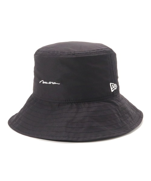 完売【ニューエラ】ラフ テキスト 筆記体ロゴ ハット モノトーン 黒ブラック×白 NEW ERA 帽子 ハット ニューエラ つば広バケットハット 筆記体