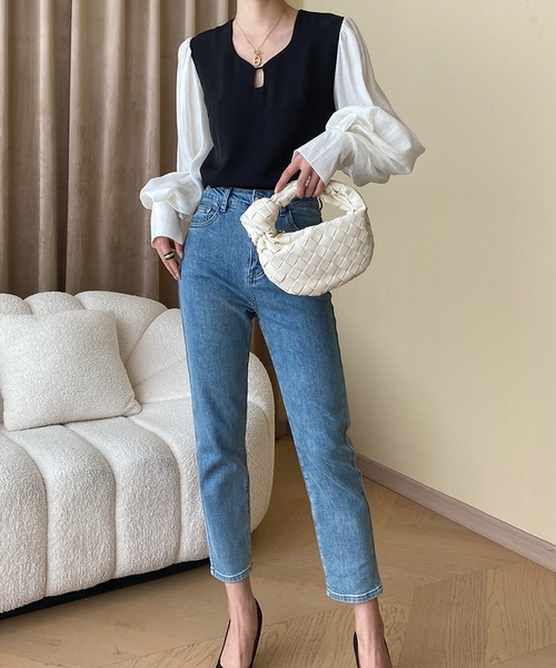 aimoha（アイモハ） ブラウス シャツ エレガントビショップスリーブ