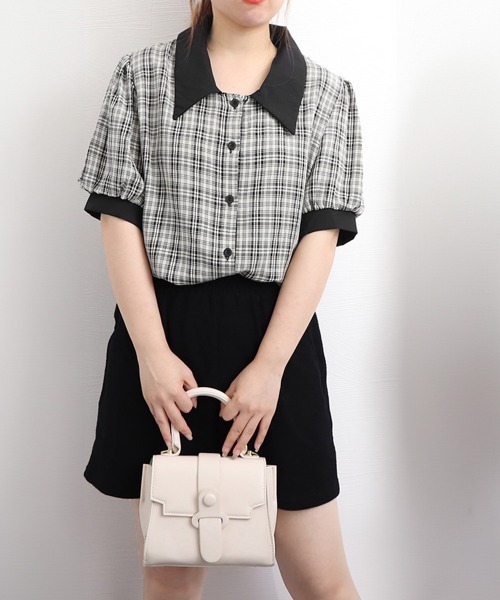 miniministore ブラウス シャツ グレンチェック 柄 夏