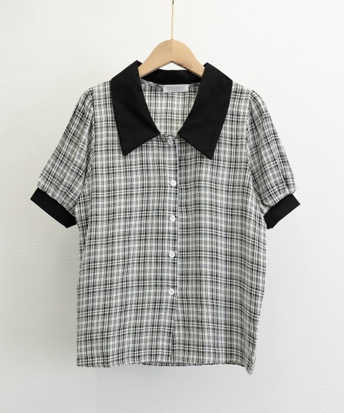miniministore ブラウス シャツ グレンチェック 柄 夏