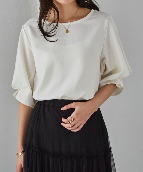 RANAN（ラナン） ブラウス シャツ 「接触冷感」袖タックデザイン