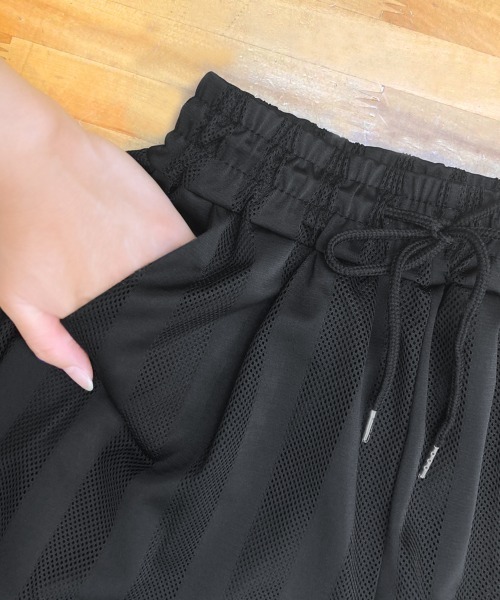 パンツ シアーストライプスリットパンツ レディース : ZOZOTOWN