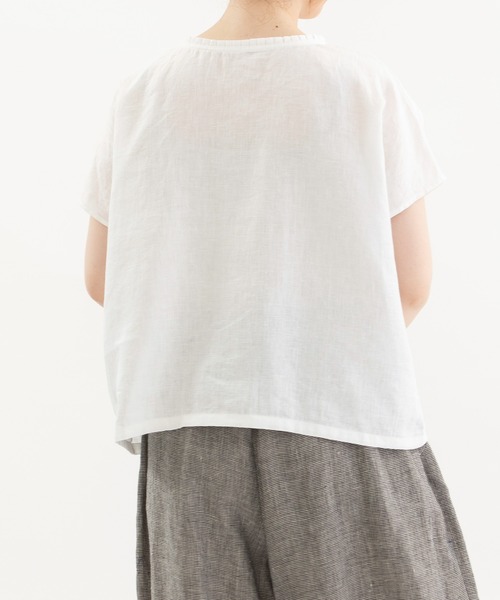 nop de nod ブラウス シャツ リネンプリーツ衿ブラウス