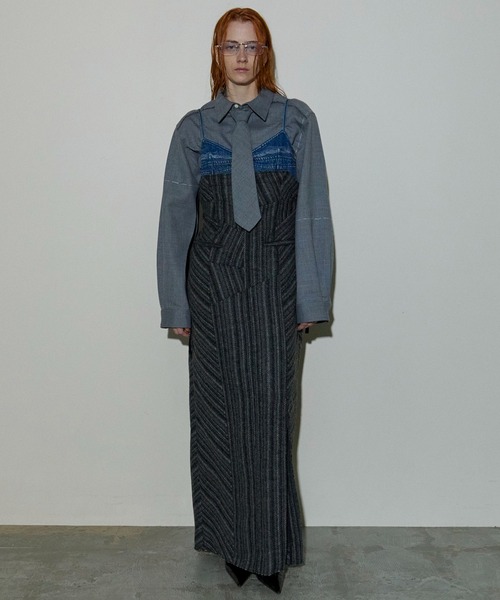 シャツ ブラウス Hand Stitch With Tie Short Length Shirt  