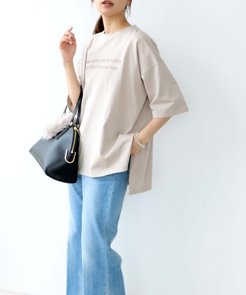 tシャツ エンボスロゴ バックテープ Tシャツ レディース Jines tシャツ エンボスロゴ バックテープ Tシャツ レディース
