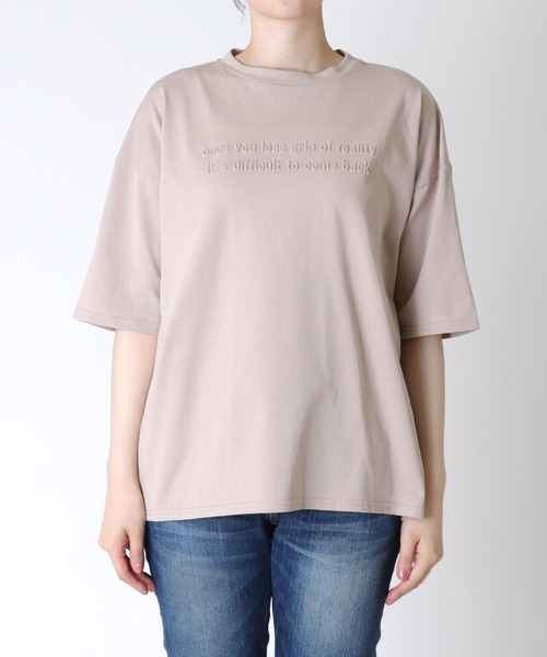 tシャツ エンボスロゴ バックテープ Tシャツ レディース Jines tシャツ エンボスロゴ バックテープ Tシャツ レディース