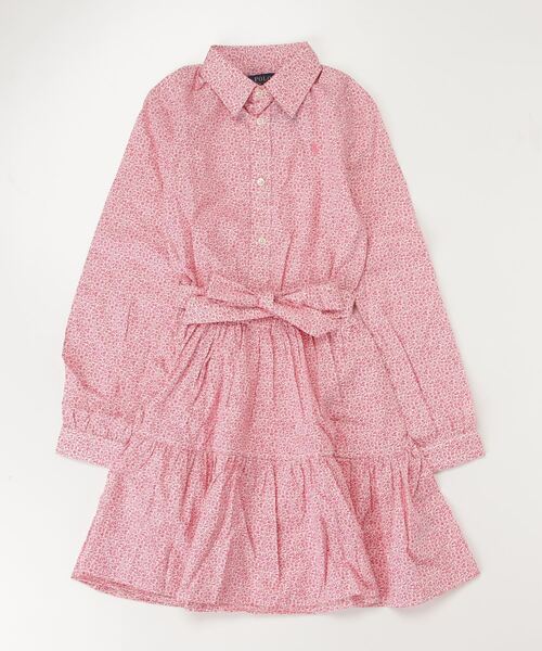 ワンピース シャツワンピース フローラル ティアード コットン  