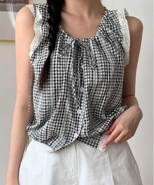 MAISON DE THERESE（メゾン ド テレーズ） ブラウス シャツ 襟なし