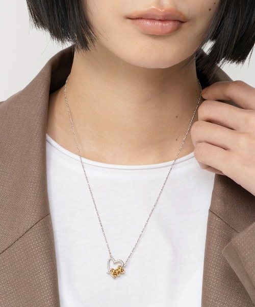 ネックレス LAPUIS(ラピュイ)Line Coil Heart necklace B レディースの画像