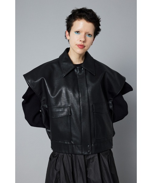 ベスト ジレ Fake leather vest　　フェイクレザーベスト レディース