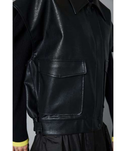 HeRIN.CYE ベスト ジレ Fake leather vest フェイクレザーベスト