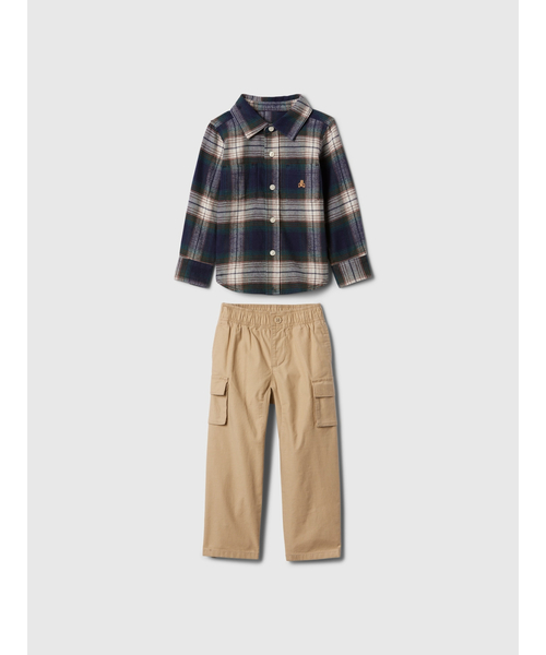 タグ付き 新品 GAP 80cm ふかふか チェック セットアップ (ベビー) GAPBABY ギャップベビー 半袖チェック柄セットアップ 80cm