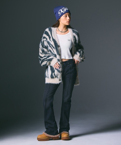 X-girl ニット帽 ニットキャップ REVERSIBLE BEANIE レディース