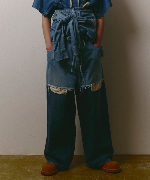 デニム・ジーパン AEAE LAYERED DENIM PANTS 5BNY099 DISCOVERED ジーンズ LAYERED DENIM PANTS メンズ レディース
