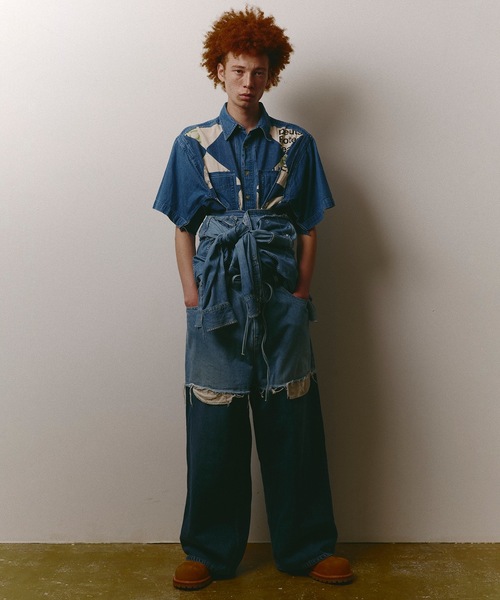 デニム・ジーパン AEAE LAYERED DENIM PANTS 5BNY099 AEAE LAYERED DENIM PANTS 5BNY099