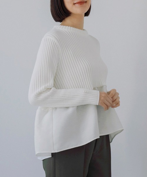 ◉SONO◉チアフルハイブリッドニットプルオーバー BLACK Sono ニット セーター 「SONO/ソーノ」チアフルハイブリッド