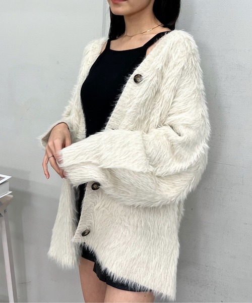 ニット セーター 「＆soiree」モヘアライクシャギーニットカーディガン レディース ＆soiree ニット セーター 「＆soiree」モヘアライクシャギー