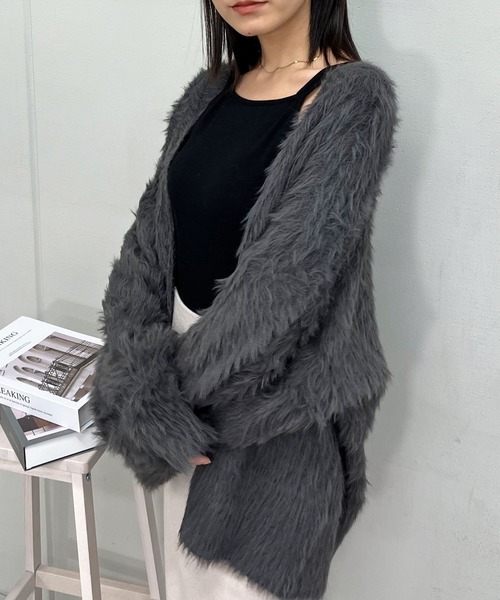 ニット セーター 「＆soiree」モヘアライクシャギーニットカーディガン レディース ＆soiree ニット セーター 「＆soiree」モヘアライクシャギー