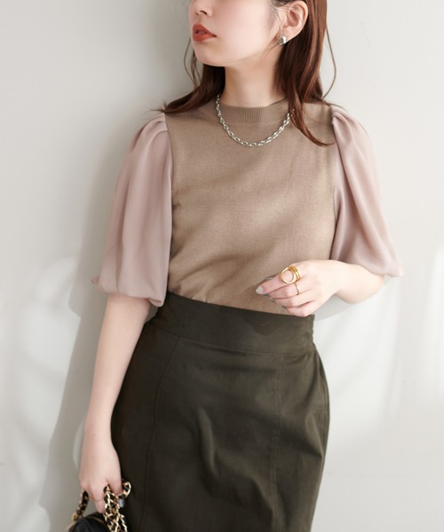 natural couture 「natural couture」 半袖ニット FREE サックス