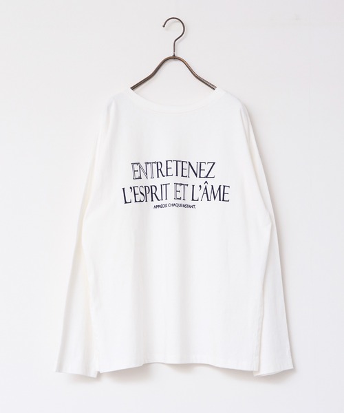 hunch（ハンチ） tシャツ フロッキープリント ロゴ長袖Tシャツ