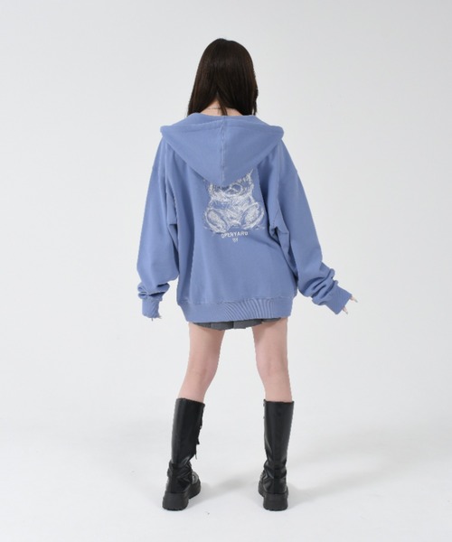 『OY/オーワイ』エンブロイダードスケッチオードリージップパーカー　ZIP UP OY/オーワイ』 EMBROIDERED SKETCH DOLLY HOODIE ZIP UP/ エンブ