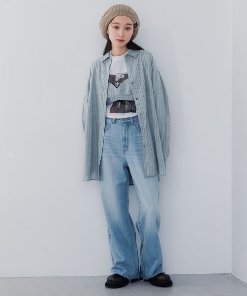 「CANAL JEAN」 「big gity」長袖ブラウス ONE SIZE ブルー レディース CANAL JEAN 「CANAL JEAN」 「diggity」長袖ブラウス ONE SIZE