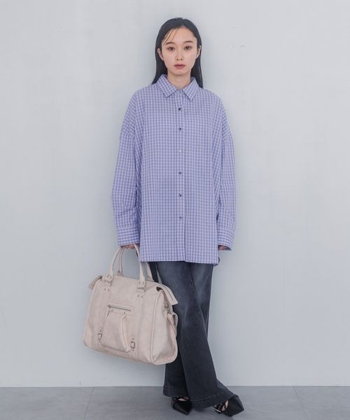 コットンチェックビッグシャツ　長袖シャツ　ビスチェ　ジーナシス　jeanasis 楽天市場】【SALE／50%OFF】コットンチェックBIGシャツ JEANASIS