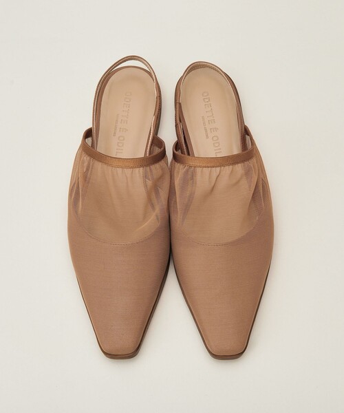 ✨極美品✨ODETTE E ODILE バックル パンプス グレージュ 23.5 ODETTE E ODILE パンプス チュールカバーバックベルト フラット