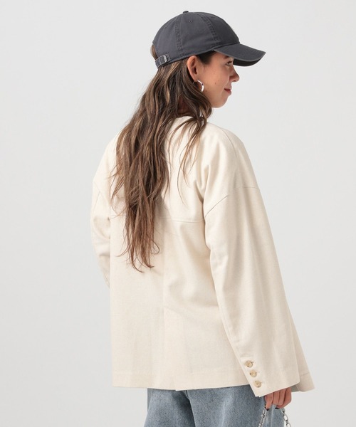 【BURBERRYS】ノーカラージャケット 麻混 大きいサイズ 11号 BRILL｜ヘビーリネンノーカラージャケット | Rakuten Fashion