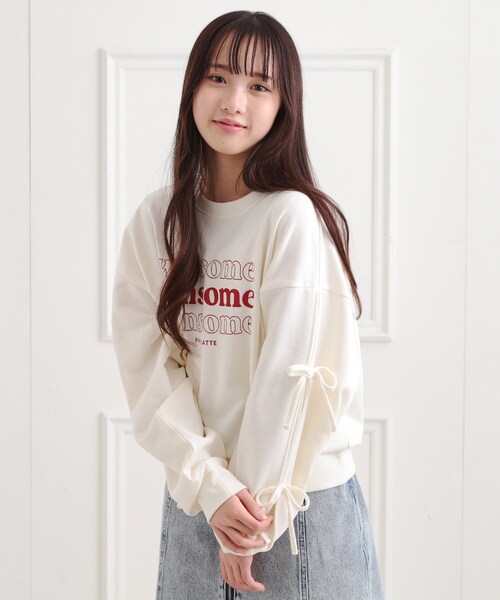 り－★新品 ピンクラテ★ハ－トプリントプルオーバー 160 PINK-latte（ピンクラテ） tシャツ ミニ裏毛リボンプルオーバー キッズ