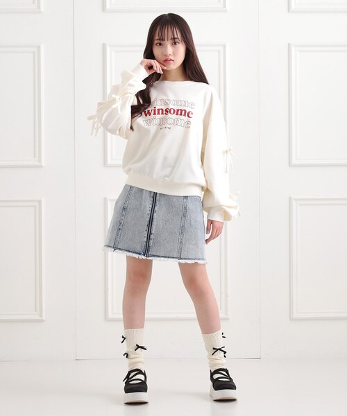 PINK-latte（ピンクラテ） tシャツ ミニ裏毛リボンプルオーバー キッズ