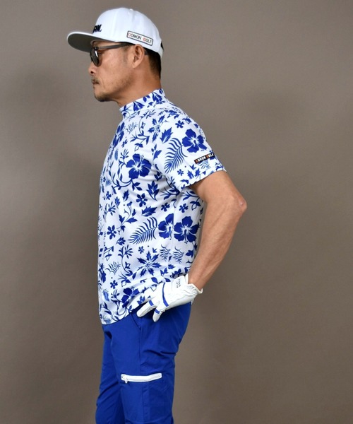 COMONGOLF（コモンゴルフ） ゴルフ ボタニカル柄 半袖モックネック