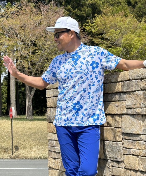 COMONGOLF（コモンゴルフ） ゴルフ ボタニカル柄 半袖モックネック