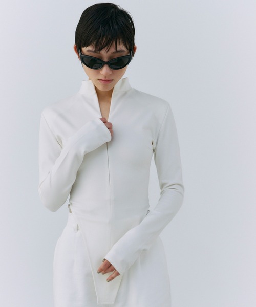 tシャツ SEAM SLIM ZIP TOP/シームスリムジップトップ レディース