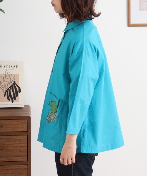 ブラウス シャツ EMAGO ぶどう刺繍シャツ レディース Emago ブラウス シャツ EMAGO ぶどう刺繍シャツ レディース