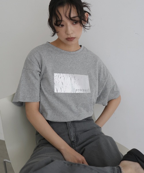 hellam tシャツ シルバーヴィンテージ箔プリントTシャツ