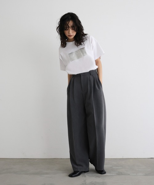 hellam（ヘラム） tシャツ 半袖 シルバーヴィンテージ箔プリントT