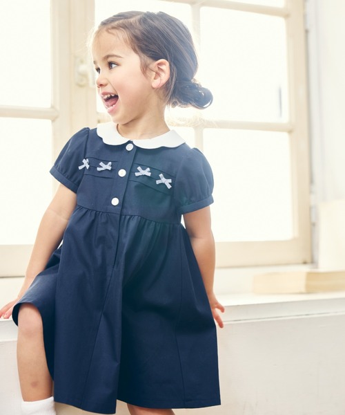 CHOPIN ワンピース 丸襟ミニリボン半袖ワンピース キッズ 子供服