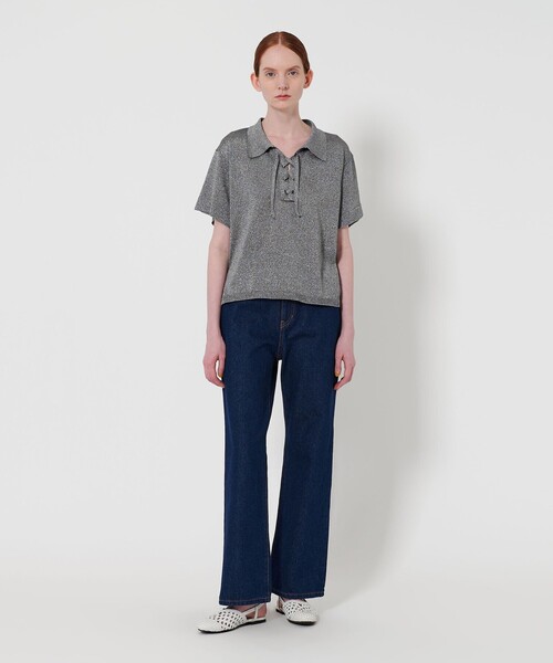 ニット セーター 「WANDERUNG × Steven Alan」GLLITER SHORT SLEEVE PULLOVER/ニット レディース STEVEN ALAN ニット セーター 「WANDERUNG × Steven Alan