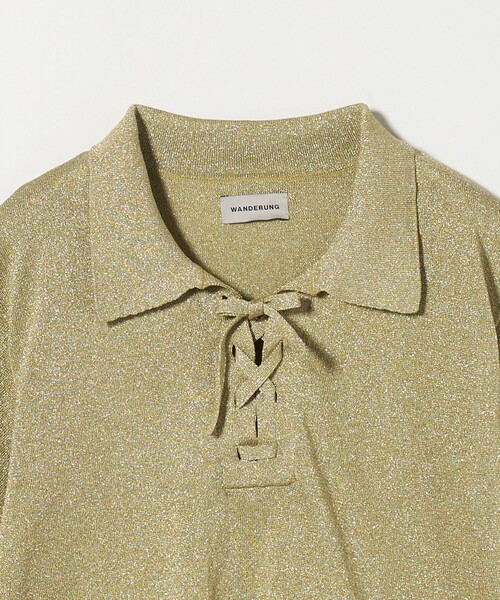 ニット セーター 「WANDERUNG × Steven Alan」GLLITER SHORT SLEEVE PULLOVER/ニット レディース STEVEN ALAN ニット セーター 「WANDERUNG × Steven Alan