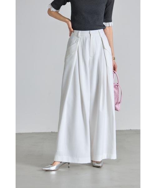 &. NOSTALGIA（ノスタルジア） パンツ フラップ付きタックワイドパンツ