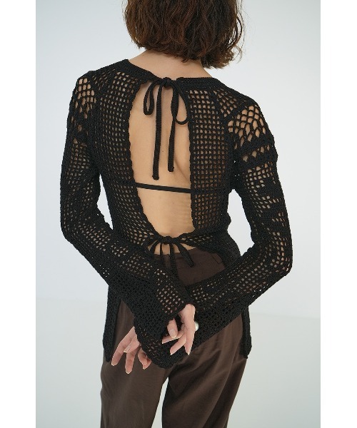 CLANE tシャツ CLANE/クラネ/BACK OPEN CROCHET KNIT TOPS