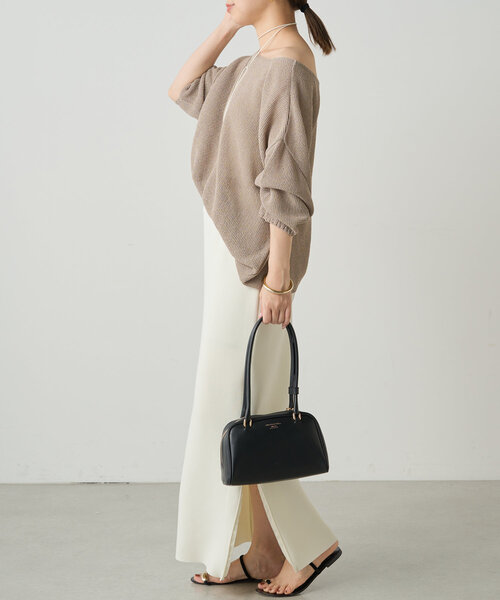 ニット セーター 2Way Slub Mesh Tunic Cardigan レディース Loungedress ニット セーター 2WAY鹿子ニット レディース