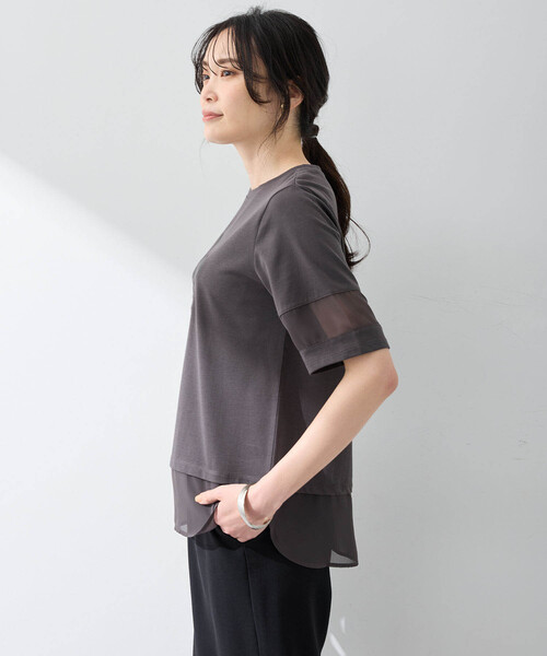 セール】バイカラー切替フレンチカットソー（Tシャツ/カットソー